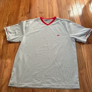Quiksilver Gray and Red Men's Shirt Size Large